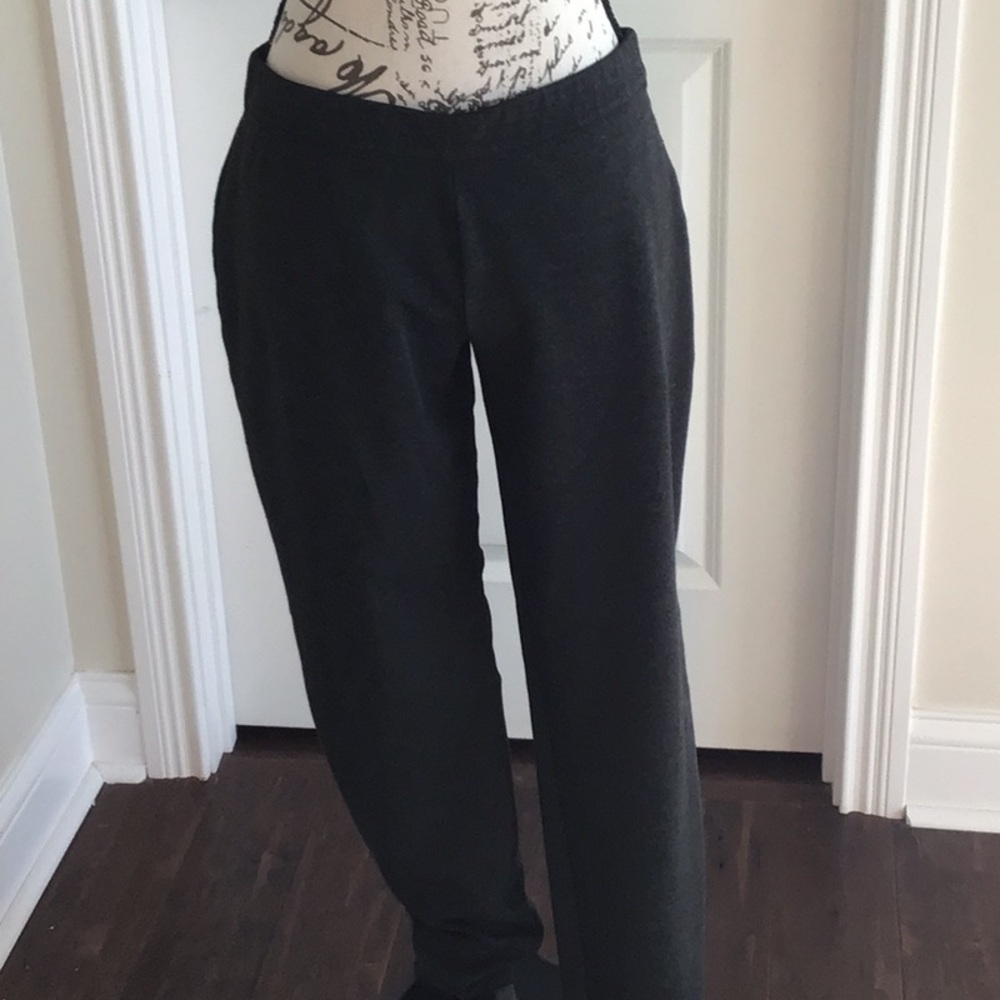 Max Studio charcoal gray tweed knit stretch pants elastic waist Sz M